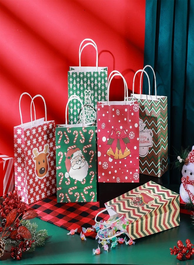 تاوباري أكياس هدايا عيد الميلاد من تاوباري، 24 قطعة، أكياس ورقية قابلة لإعادة الاستخدام، 6 أنماط، أكياس كرافت، أكياس هدايا متوسطة الحجم (8.2 × 6 × 3 بوصة) مع مقابض، مثالية لتوزيعات حفلات عيد الميلاد. - Image 2